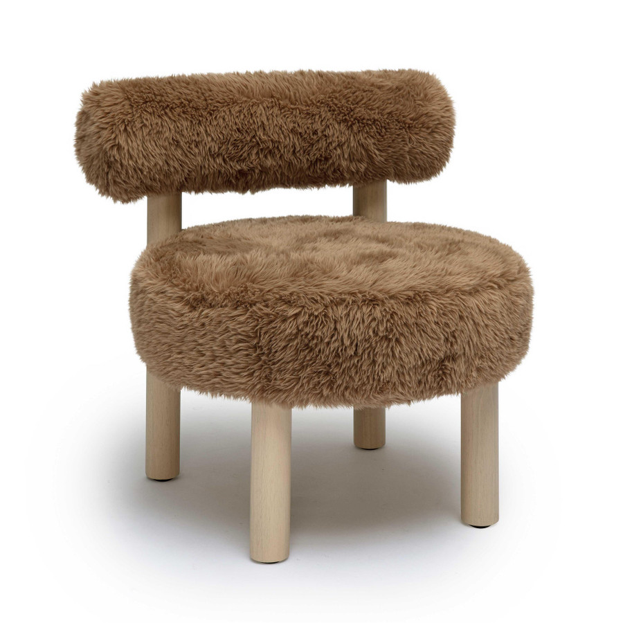 Carmel Dark Taupe Vegan Shearling Accent Chair | BeBoldFurniture