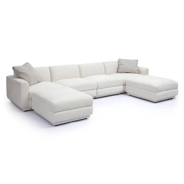 Perry Cream Chenille Modular U-Sectional | BeBoldFurniture