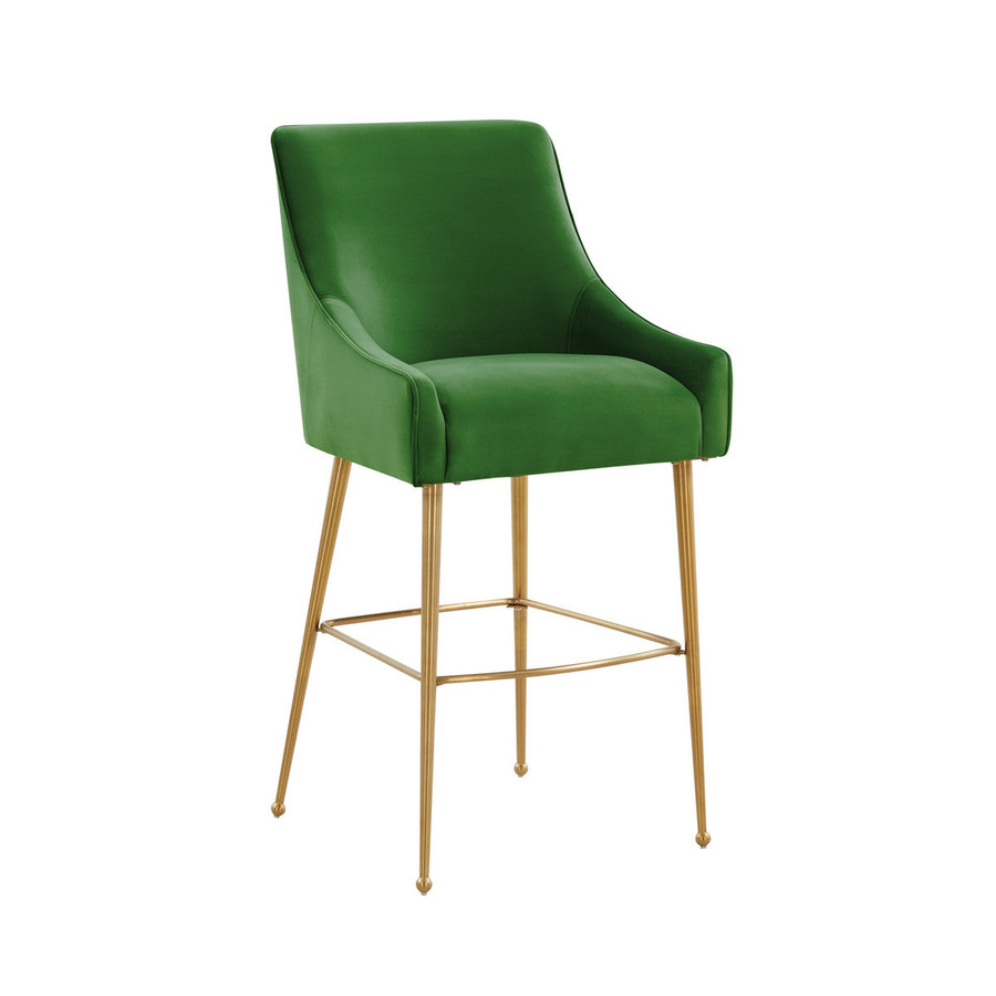 Beatrix Green Velvet Bar Stool In Houston | BeBoldFurniture 