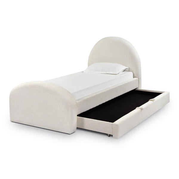 Moon Cream Boucle Twin Trundle Bed | BeBoldFurniture