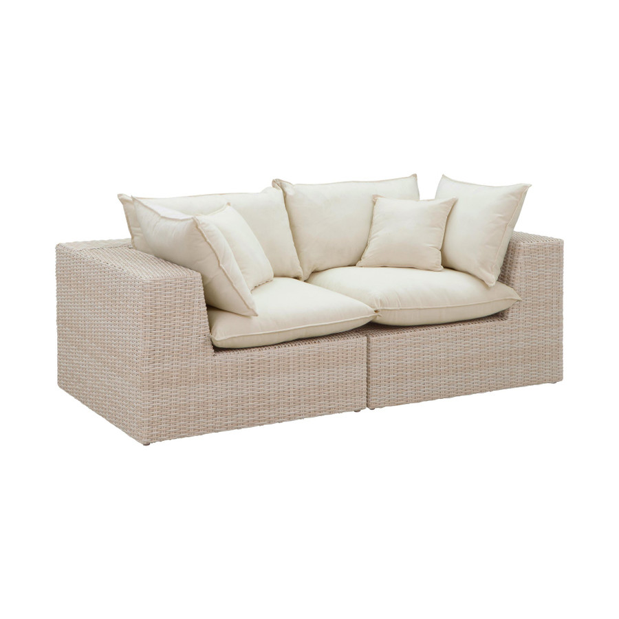Cali Natural Wicker Outdoor Modular Loveseat | BeBoldFurniture