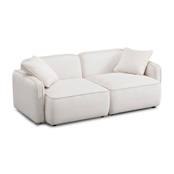 Travie White Sand Performance Corduroy Velvet Modular Loveseat | BeBoldFurniture