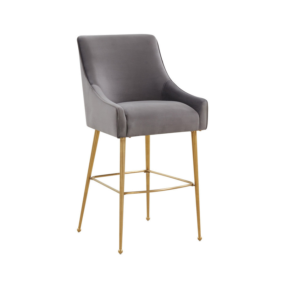 Beatrix Dark Grey Velvet Counter Stool In Houston | BeBoldFurniture 