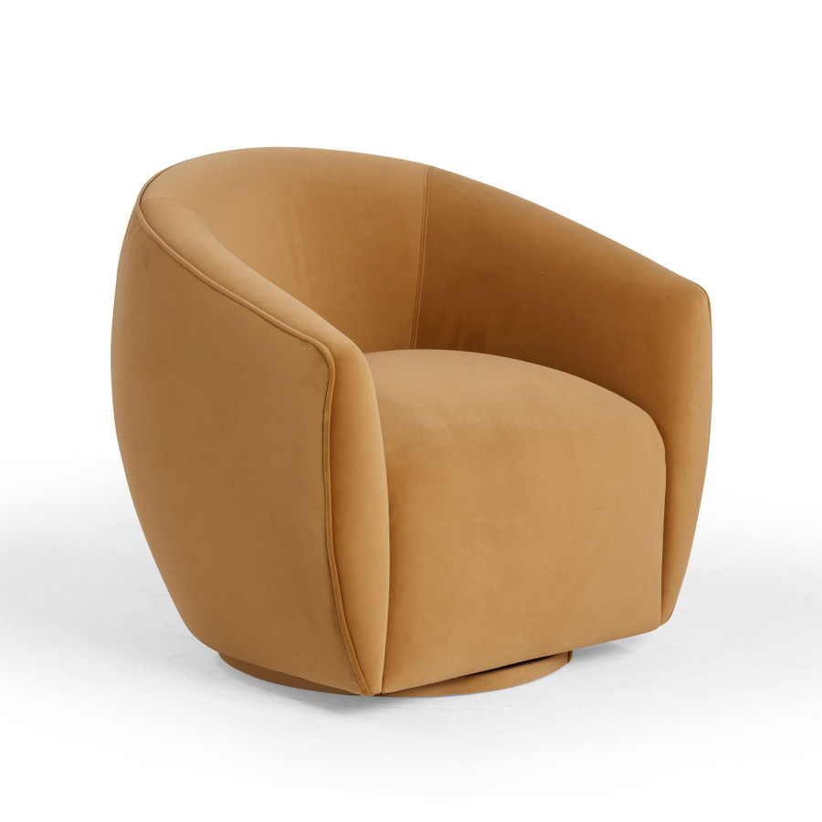 Jordan Tan Velvet Swivel Chair | BeBoldFurniture