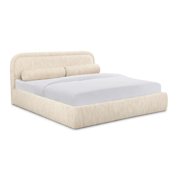 Murielle Taupe Textured Boucle Bed | BeBoldFurniture