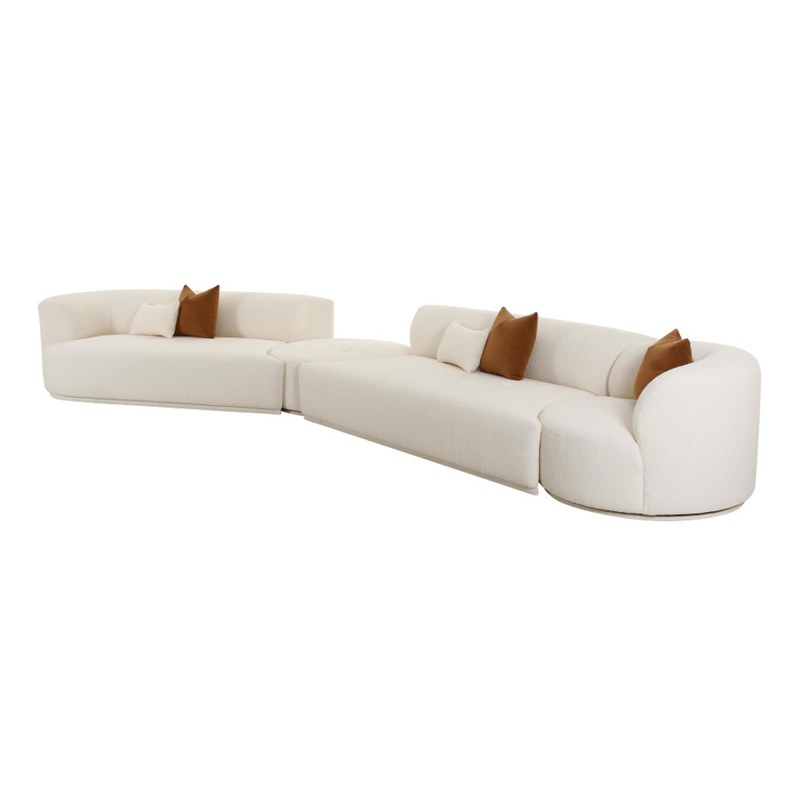 Fickle Cream Boucle 4-Piece Modular LAF Sectional | BeBoldFurniture