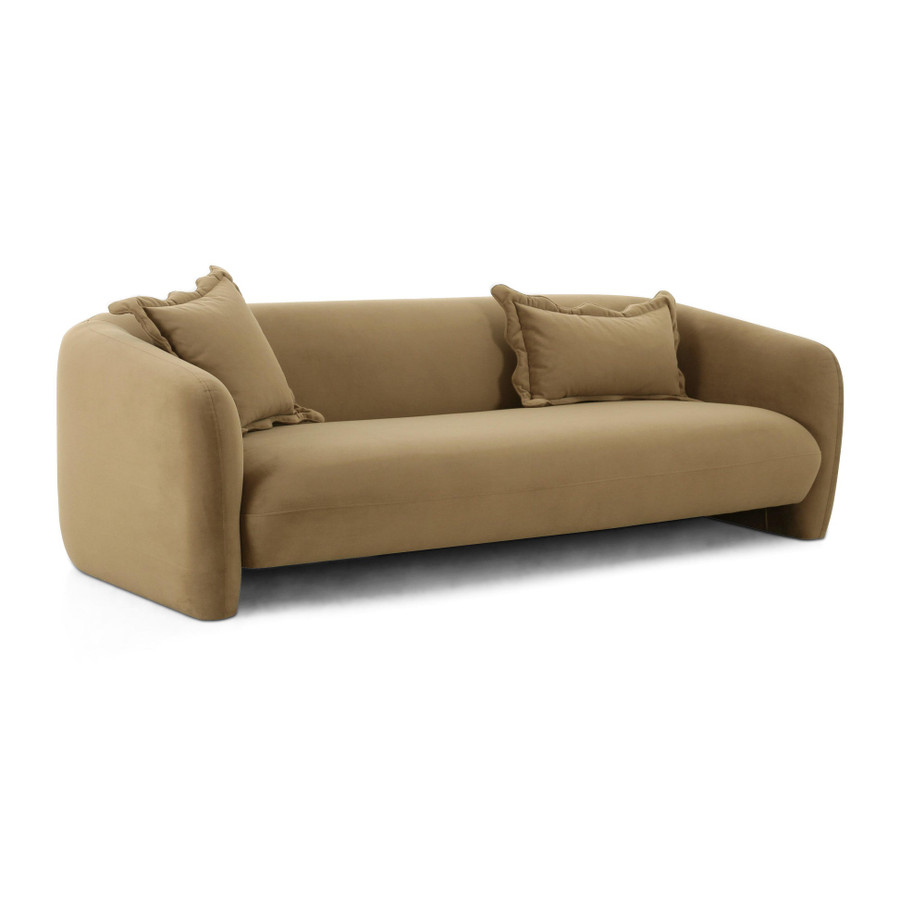 Lou Cafe Au Lait Performance Velvet Sofa | BeBoldFurniture
