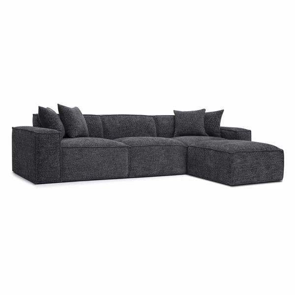 Mindy Charcoal Chenille Basketweave Modular Sectional | BeBoldFurniture