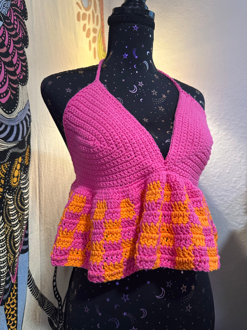 Custom Crochet Checkerboard Top
