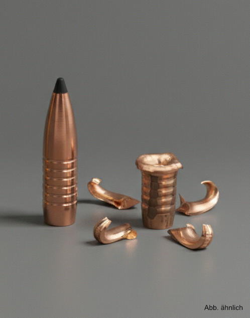 TA-Munition 7x64 135gr 8,7g Lehigh TXC - Bild des Geschosses intakt und nach Beschuss