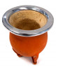 Large Camionero Light Brown Leather Mate Entrerriano Gourd Carved Calabaza, 10 cm / 3.9" dia x 13 cm / 5.1" H