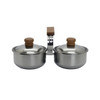 Guadix Stainless Steel Double Yerbera and Sugar Container with Wooden Details