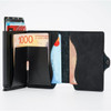 Kyma Black Wallet Doble Tarjetero Minimalist Anti-RFID Design, Compact Size – Billetera Segura