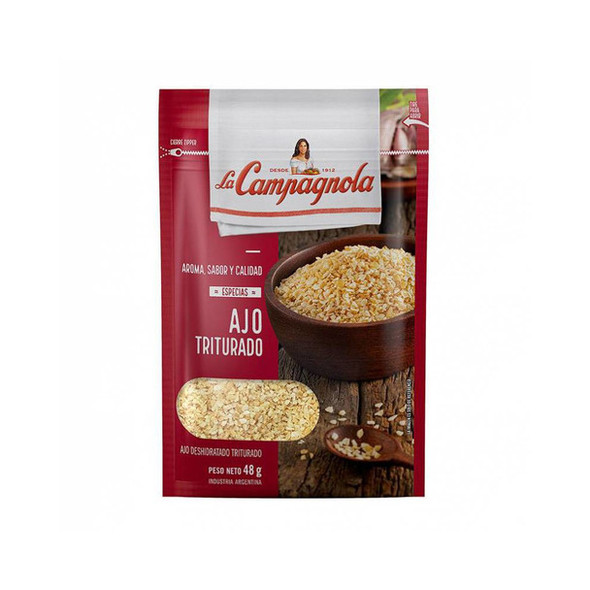 La Campagnola Especias Ajo Triturado Dehydrated Garlic Flakes, 48 g / 1.69 oz zipper pouch (pack of 3)