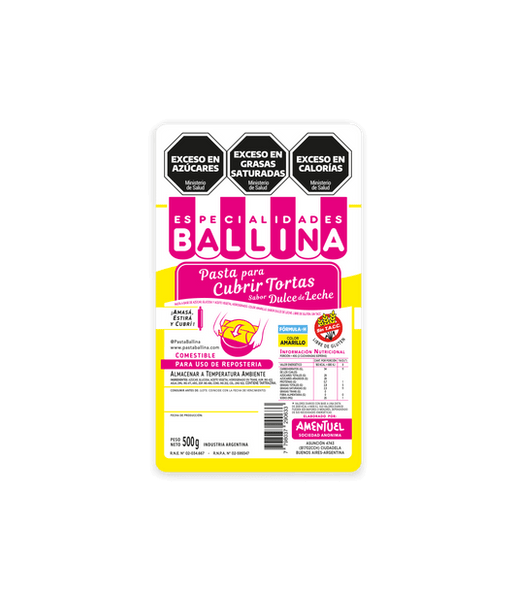 Pasta Ballina Yellow Fondant Formula H Dulce de Leche-Flavored Cake Covering Pasta Para Cubrir Tortas, 500 g / 1.1 lb bag