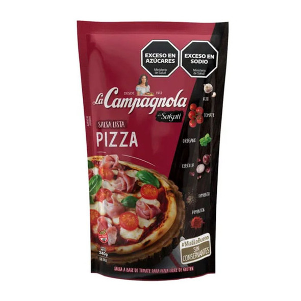 Salsati La Campagnola Pizza Sauce Ready To Use - Gluten Free - No Preservatives Salsa Para Pizza Lista Para Usar, 340 g / 11.99 oz