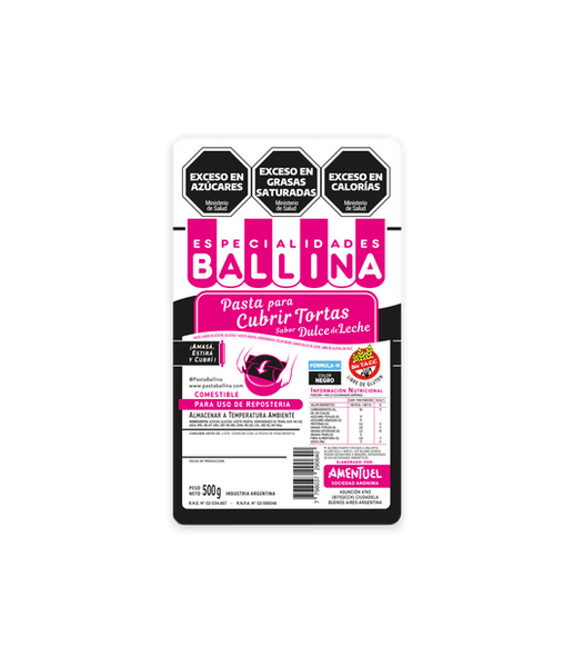 Pasta Ballina Black Fondant Formula H Dulce de Leche-Flavored Cake Covering Pasta Para Cubrir Tortas, 500 g / 1.1 lb bag