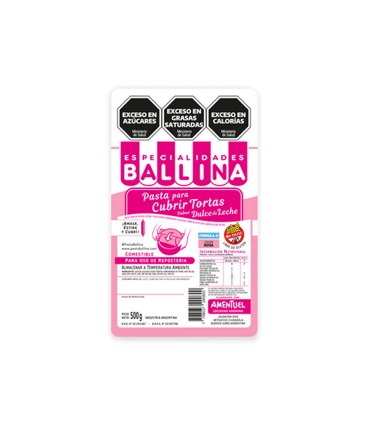 Pasta Ballina Pink Fondant Formula H Dulce de Leche-Flavored Cake Covering Pasta Para Cubrir Tortas, 500 g / 1.1 lb bag