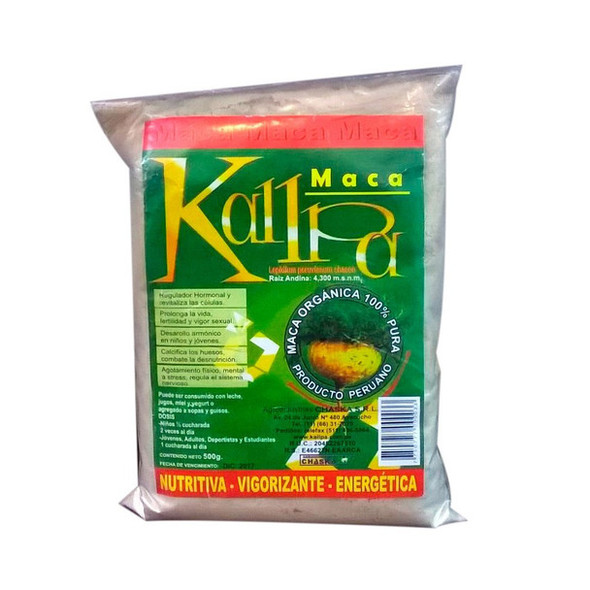 Raw Kallpa Peruvian Premium Maca Root 100% Organic Certified Powder Superfood, 500 g / 1.1 lb bag