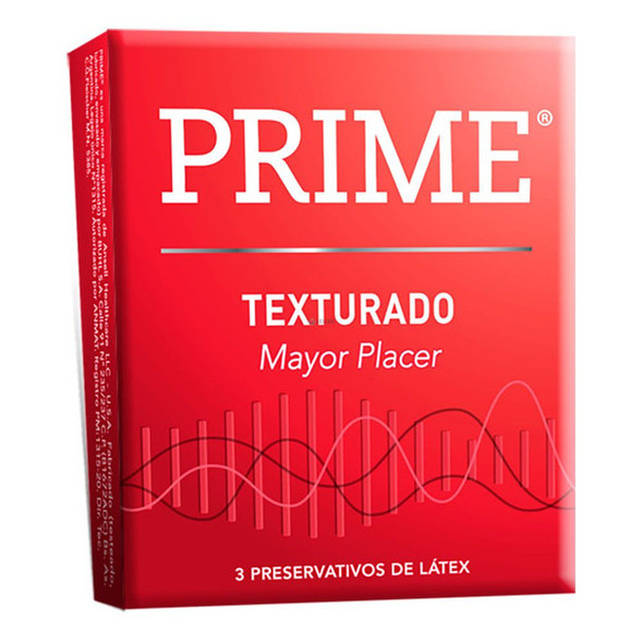 Prime Texturado Preservativos Textured Latex Condoms Stimulating Condoms, 3 boxes with 3 condoms ea (9 count)