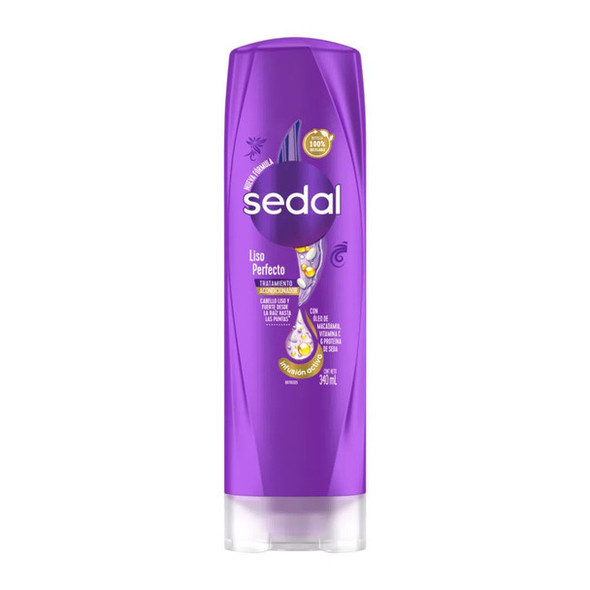 Sedal Acondicionador Crema Enjuague Hair Liso Perfecto Perfectly Straight Acondicionador - Paraben & Dye Free, 340 ml / 11.5 fl oz (pack of 2)