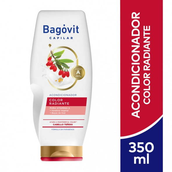 Bagóvit A Capilar Acondicionador Color Radiante Hair Conditioner with Vitamin A, Vegetable Keratin & Goji Berries, 350 ml / 11.83  fl oz