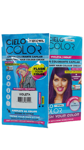 Otowil Fantasy Dye Sky Color Tintura Capilar Cream Colouring Straight Application, Violeta / Violet, Gluten Free 50 g / 1.76 fl. oz