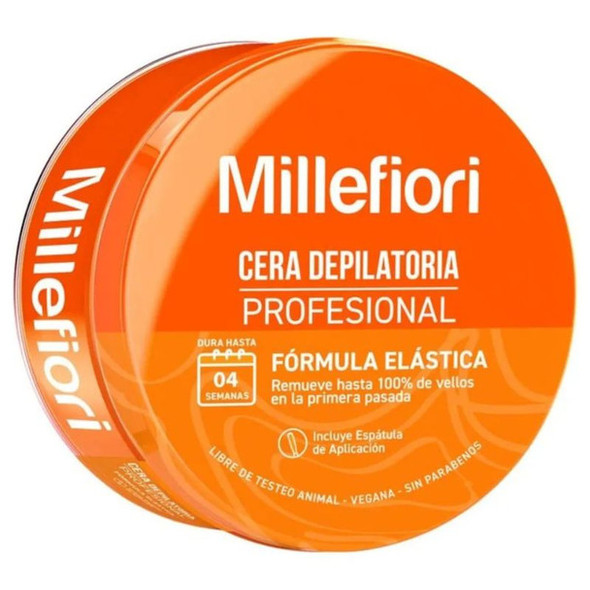 Millefiori Professional Elastic Wax with Applicator Spatula, 200 g / 7.05 oz