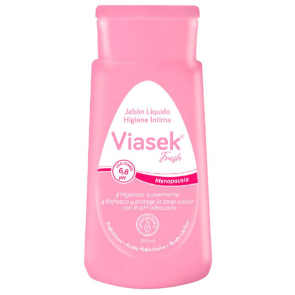 Viasek Fresh Intimate Liquid Soap for Menopause pH 6.8 with Prebiotics, 200 ml / 6.76 fl oz