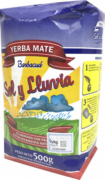 Sol y Lluvia Yerba Mate Barbacuá Natural Aging con Palo, 500 g / 1.1 lb
