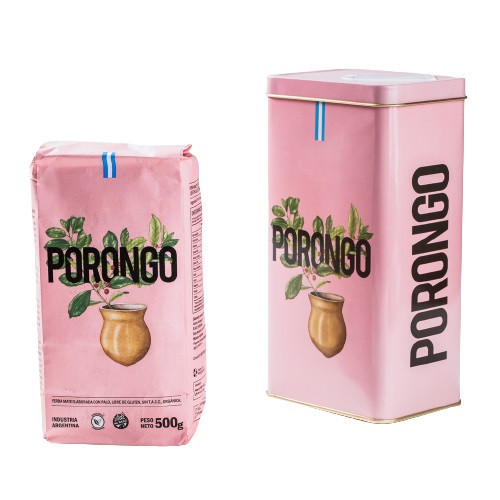 Porongo Organic Yerba Mate + Yerbera Yerba Mate Bowl Dispenser with Pouring Beak Yerbero, 500 g / 1.1 lb capacity