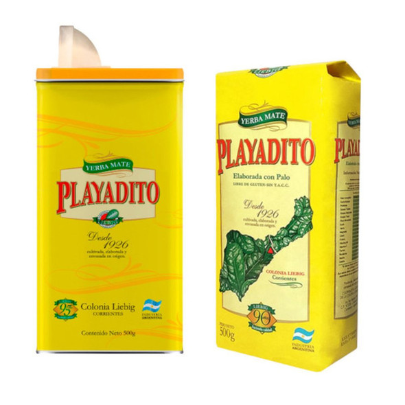 Playadito Yerba Mate Traditional Con Palo from Colonia Liebig - New Packaging Yerba Mate 500 g + Yerbera Combo, 500 g / 17.64 oz