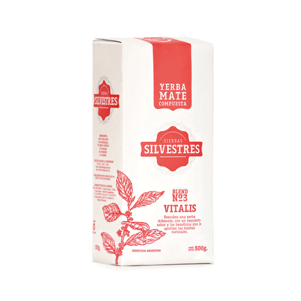 Hierbas Silvestres Vitalis Yerba Mate with Chamomile, Mint, Anise, Guaraná, Fenugreek, Ginseng & Boldo, 500 g / 1.1 lb