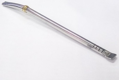 Polished Steel Curved Bombilla with Cylinder Filter, 160 mm / 6.3"
