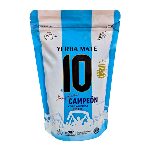 Mate Rojo Yerba Mate Selección Argentina with Zipper Argentina Yerba Mate Campeones, 250 g / 8.81 oz