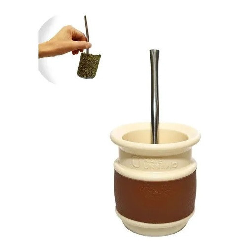 Mate Urbano Bravo Mate Gourd with Stainless Steel Bombilla Self-Extracting Yerba, Easy to Clean (Various Colors Available)
