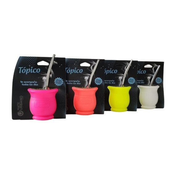 Mate Urbano Tópico Flúo Unbreakable Mate Gourd, Easy to Clean with Self-Extracting Yerba & Stainless Steel Straw Pull to Extract (Various Colors Available)