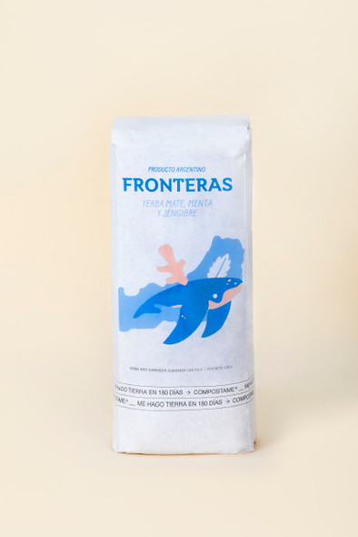 Fronteras Yerba Mate Mint & Ginger Menta y Jengibre Yerba Mate Saborizada Compostable, 500 g / 1.1 lb