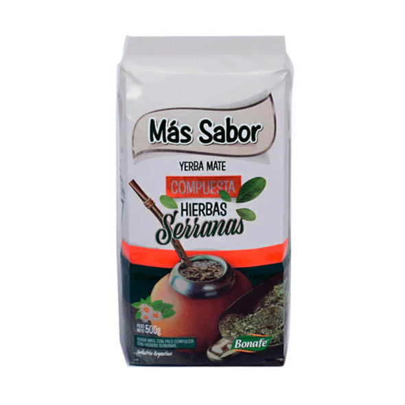 Más Sabor Yerba Mate with Mountain Herbs Blend, 500 g / 17.6 oz