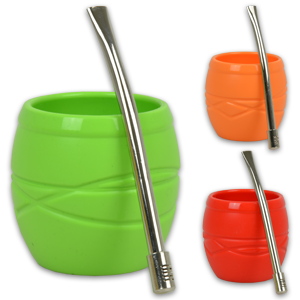 Silicone Pampa Mate Gourd Unique Design with Bombilla Included - Dishwasher Safe, Easy To Empty by Silicosas (Various Colors Avilable)