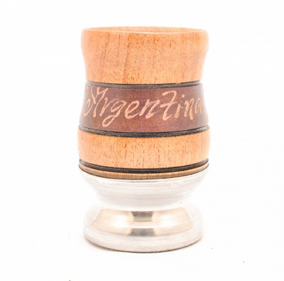 Algarrobo Carob Mate Laqueado Lacquered Gourd Solid Wood Half Wrapped in Aluminum