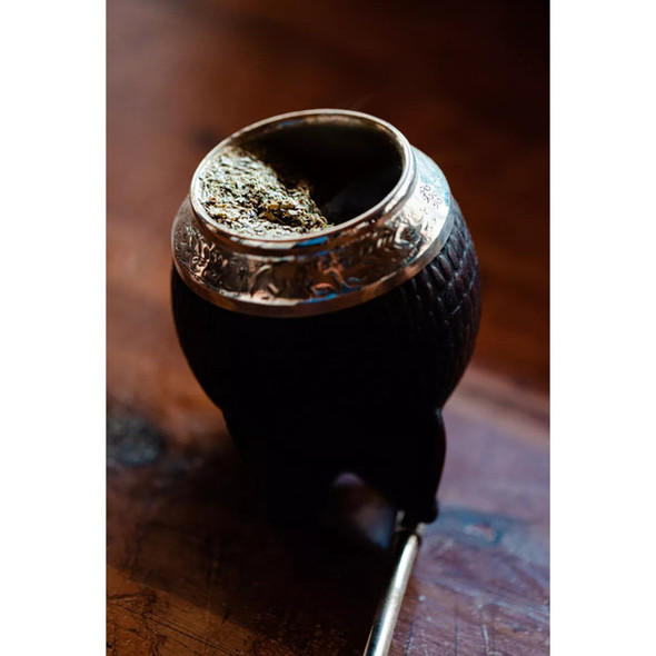 Matesur Mate Torpedo Cuero Croco Brown Gourd with Alpaca Engraving, Premium Quality