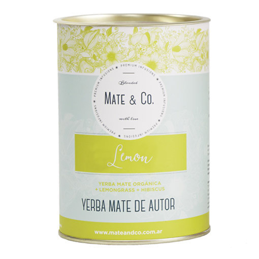 Mate & Co Lata Lemon Organic Yerba Mate Blend Premium with Lemongrass & Hibiscus - Despalada No Stems, 250 g / 8.8 oz