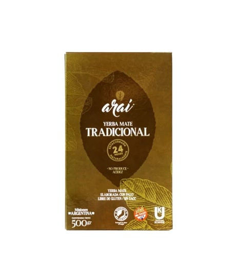Araí Yerba Mate Traditional Yerba Acidity-Free Yerba Mate Tradicional, 500 g / 17.63 oz