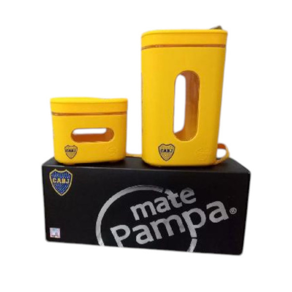 Mate Pampa Boca Juniors Pampera Kit - Black Mate Set with Sugar Bowl & Yerba Container