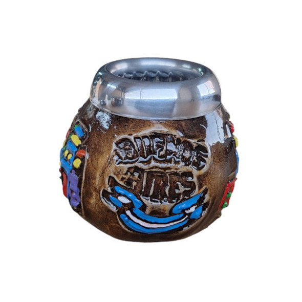 Mate Hand-Painted Lacquered Calabash Mate Cup - La Boca Caminito Design, Handcrafted Gourd Mate