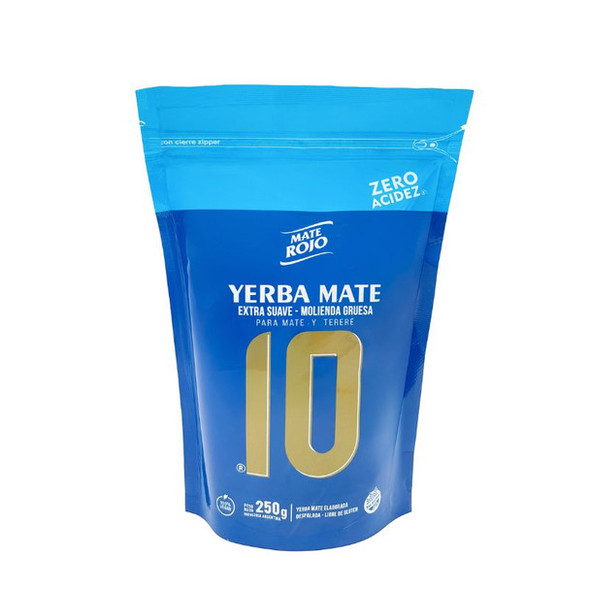 Mate Rojo Yerba Mate 10 Extra Suave for Mate & Tereré, 250 g / 8.82 oz