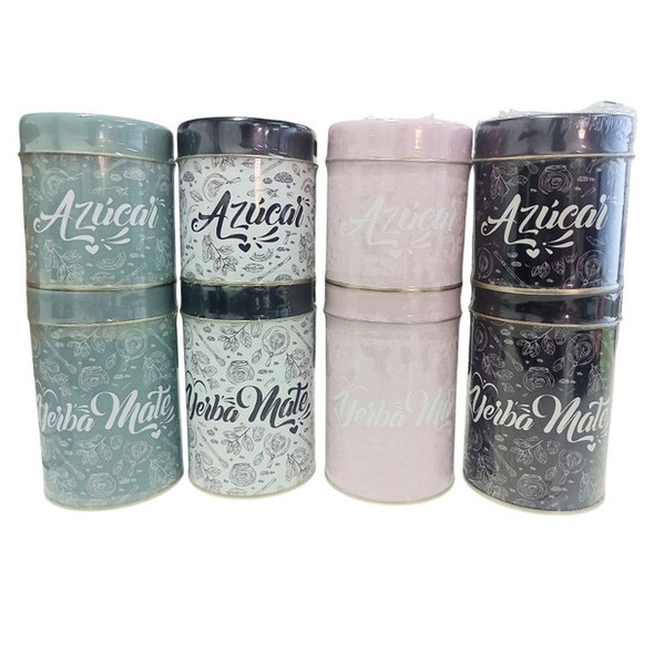 Yerba Mate & Sugar Tin Set with Pouring Beak (Various Colors Available)
