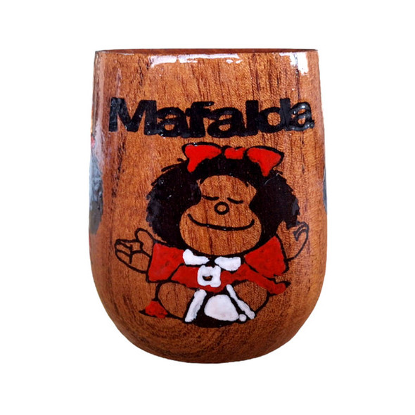 Mate Hand-Painted Lacquered Wood Mate Cup - Mafalda Design