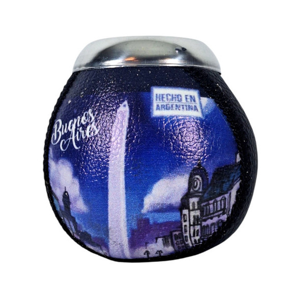 Gourd Mate Cup with Metal Rim – Leather Wrapped, Obelisk Buenos Aires Design